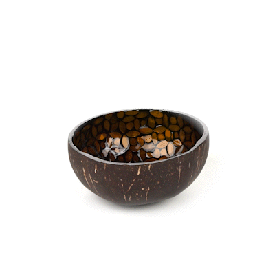 Coco Casa 16 oz Yellow Handmade Flower Coconut Bowl - 10 count box