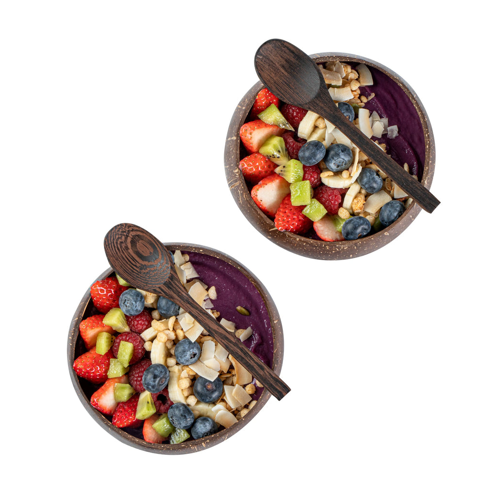 Coco Casa 4-Piece Handmade Coconut Bowl and Wooden Spoon Set - 1 count box