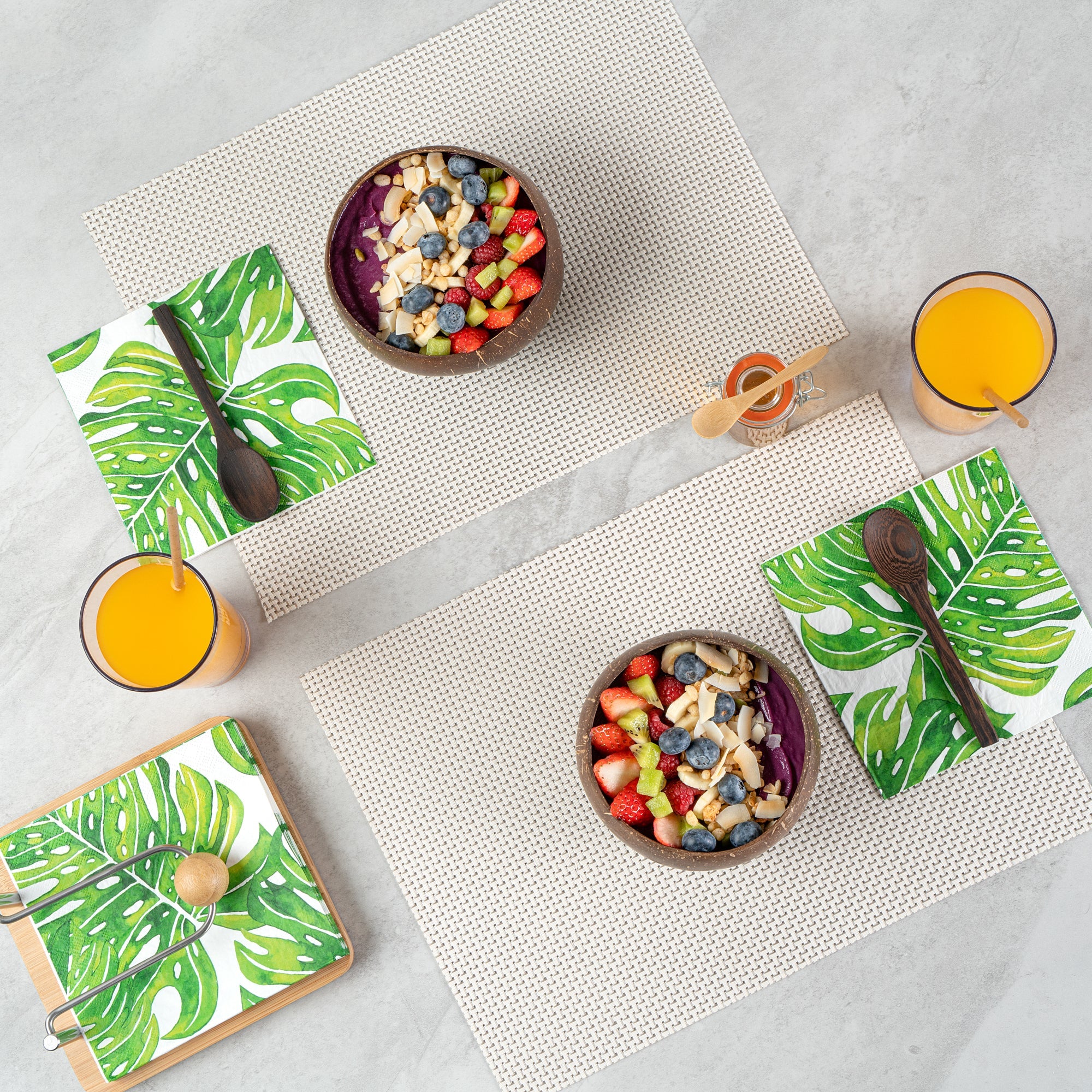 Coco Casa 4-Piece Handmade Coconut Bowl and Wooden Spoon Set - 1 count box