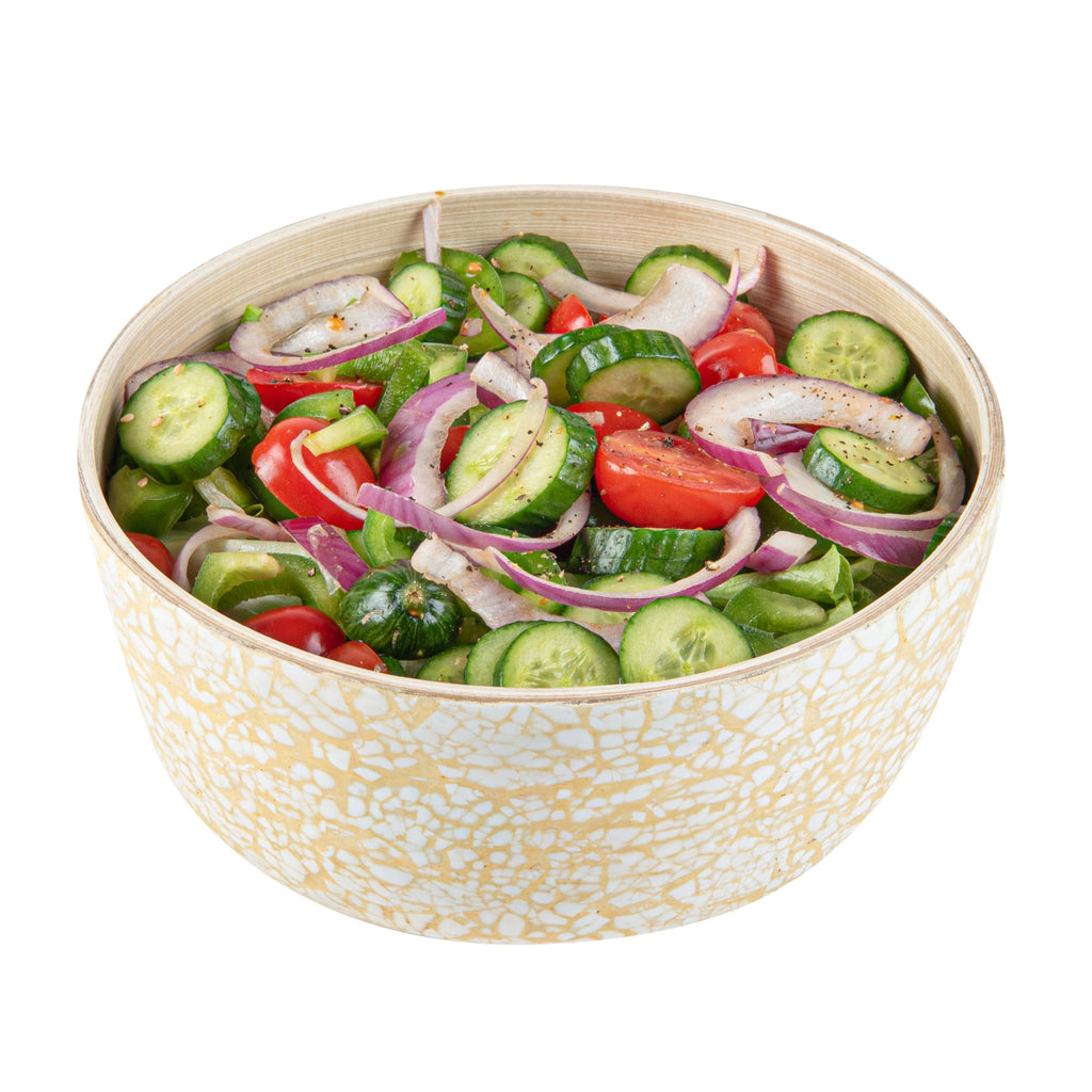Bambuddha 15 oz Round Beige Spun Bamboo Small Eggshell Salad Bowl - 7 3/4" x 7 3/4" x 4" - 1 count box
