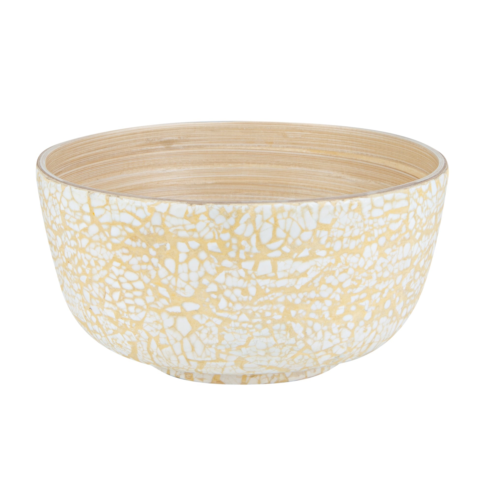 Bambuddha 15 oz Round Beige Spun Bamboo Small Eggshell Salad Bowl - 7 3/4" x 7 3/4" x 4" - 1 count box