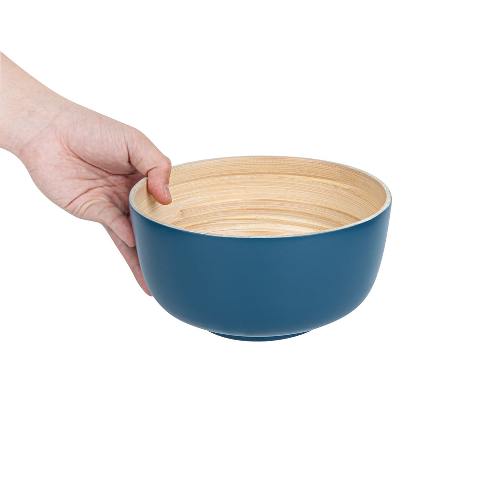 Bambuddha 15 oz Round Blue Spun Bamboo Small Salad Bowl - 7 3/4" x 7 3/4" x 4" - 1 count box