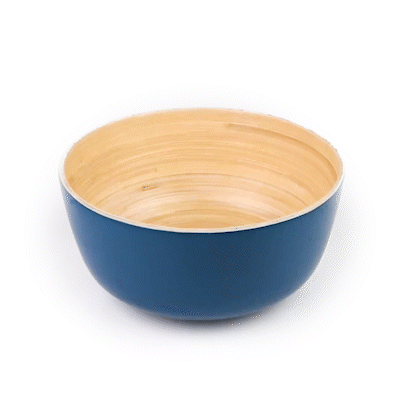 Bambuddha 15 oz Round Blue Spun Bamboo Small Salad Bowl - 7 3/4" x 7 3/4" x 4" - 1 count box