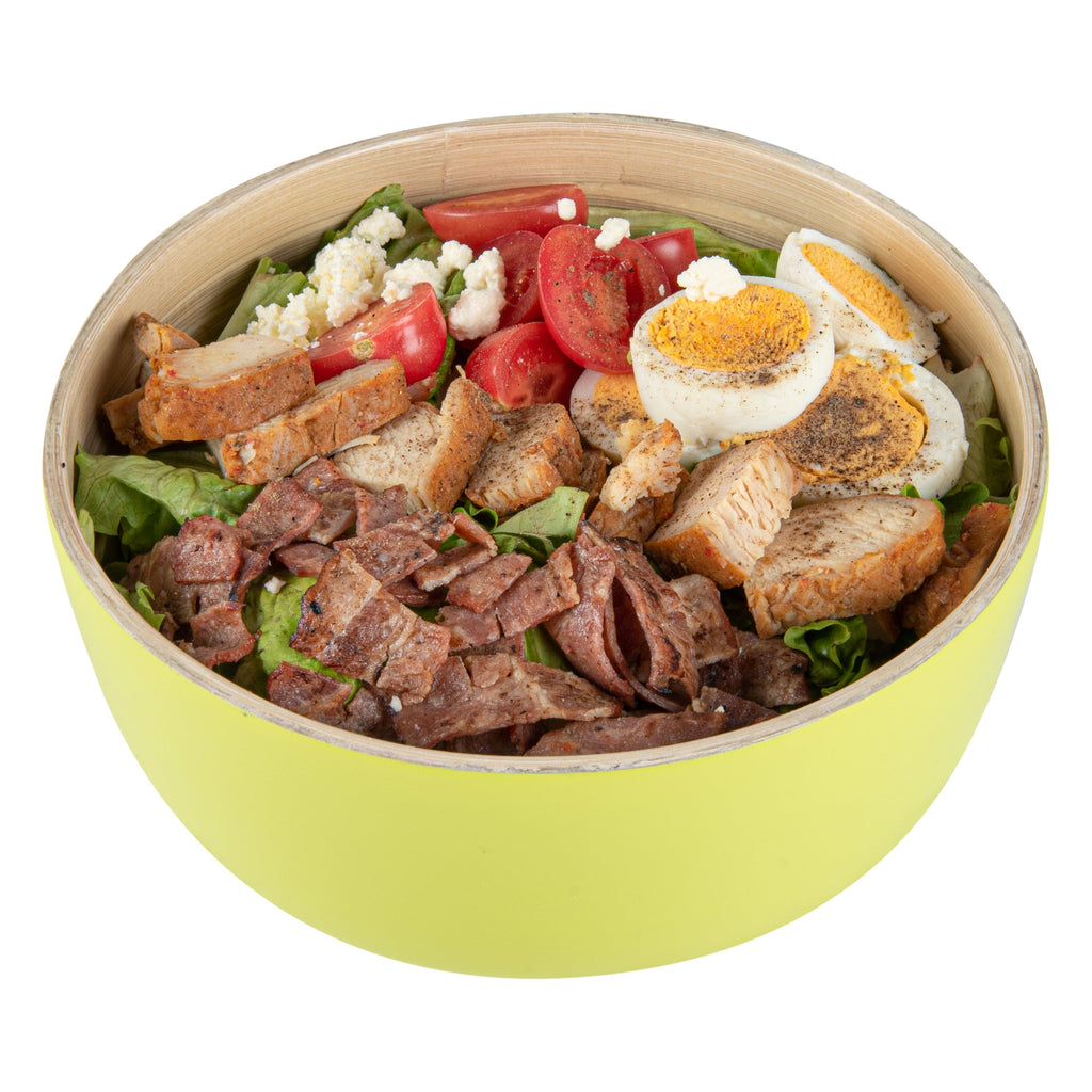 Bambuddha 15 oz Round Green Spun Bamboo Small Salad Bowl - 7 3/4" x 7 3/4" x 4" - 1 count box