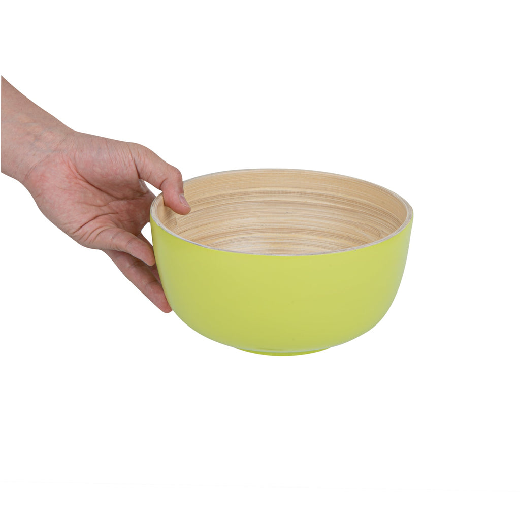 Bambuddha 15 oz Round Green Spun Bamboo Small Salad Bowl - 7 3/4" x 7 3/4" x 4" - 1 count box