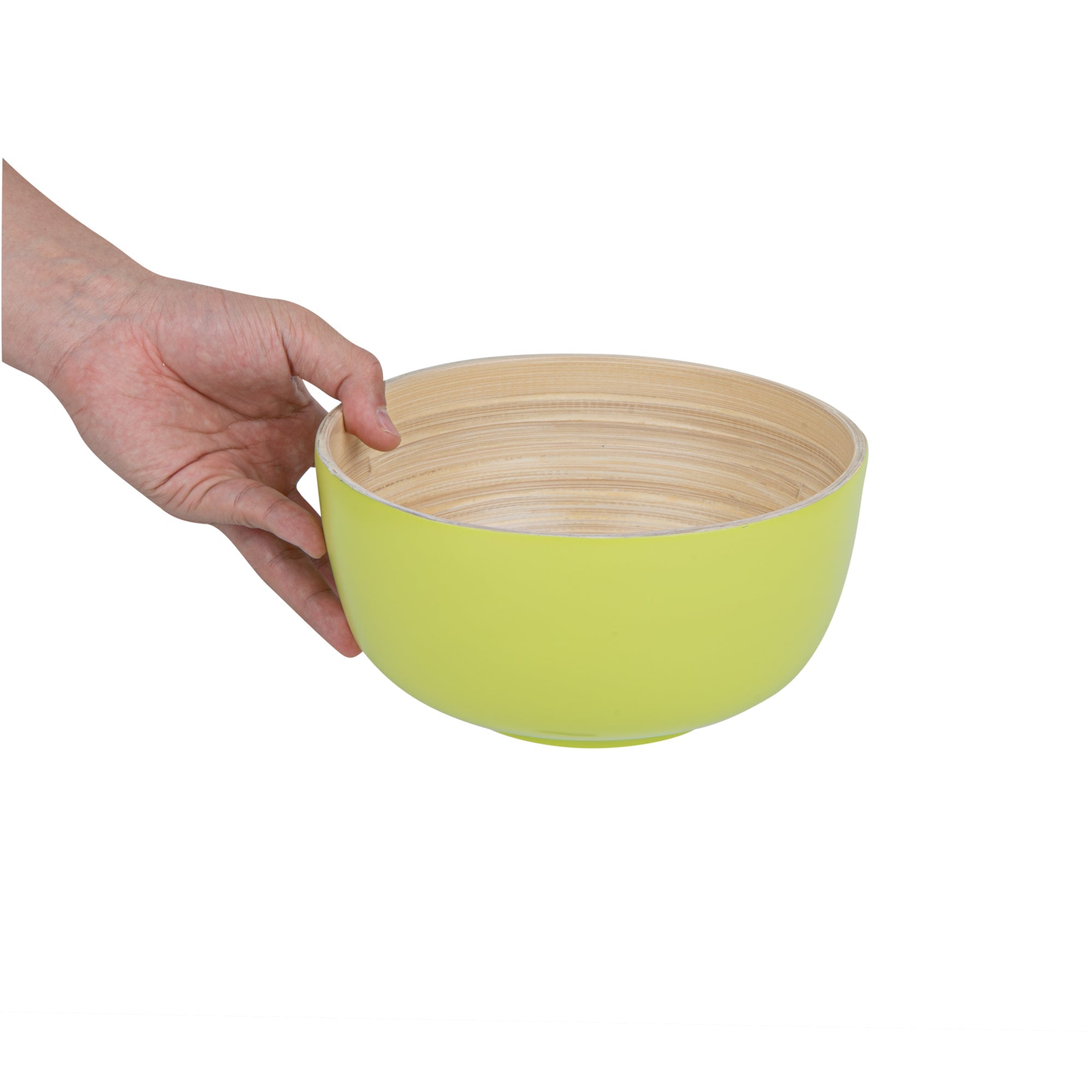 Bambuddha 15 oz Round Green Spun Bamboo Small Salad Bowl - 7 3/4" x 7 3/4" x 4" - 1 count box