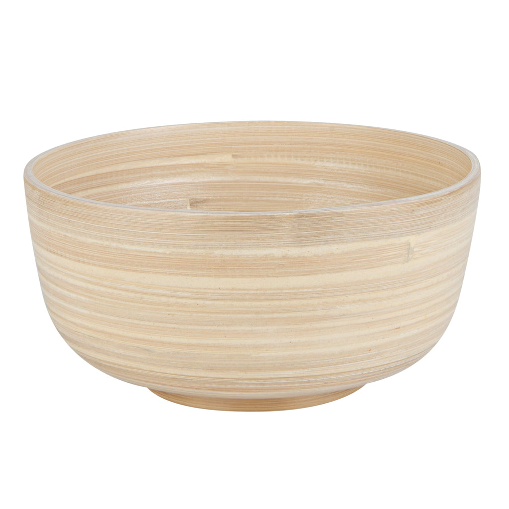 Bambuddha 15 oz Round Natural Spun Bamboo Small Salad Bowl - 7 3/4" x 7 3/4" x 4" - 1 count box