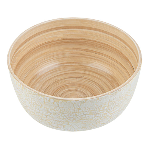 Bambuddha 25 oz Round Beige Spun Bamboo Medium Eggshell Salad Bowl - 9 1/2" x 9 1/2" x 4 3/4" - 1 count box