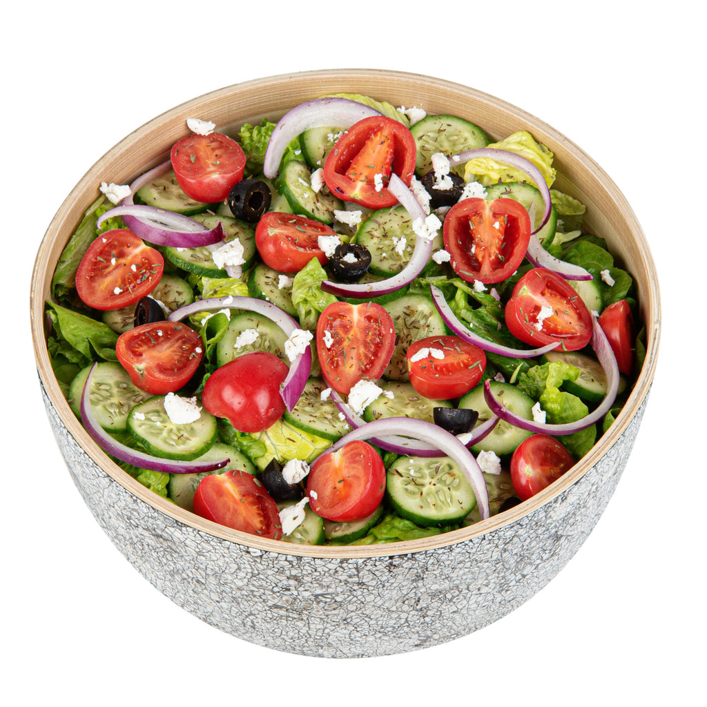 Bambuddha 25 oz Round Gray Spun Bamboo Medium Eggshell Salad Bowl - 9 1/2" x 9 1/2" x 4 3/4" - 1 count box