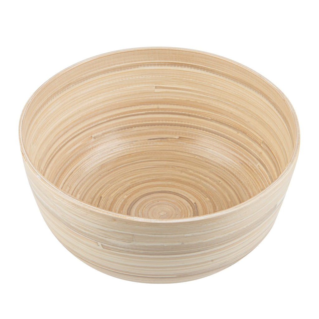 Bambuddha 25 oz Round Natural Spun Bamboo Medium Salad Bowl - 9 1/2" x 9 1/2" x 4 3/4" - 1 count box