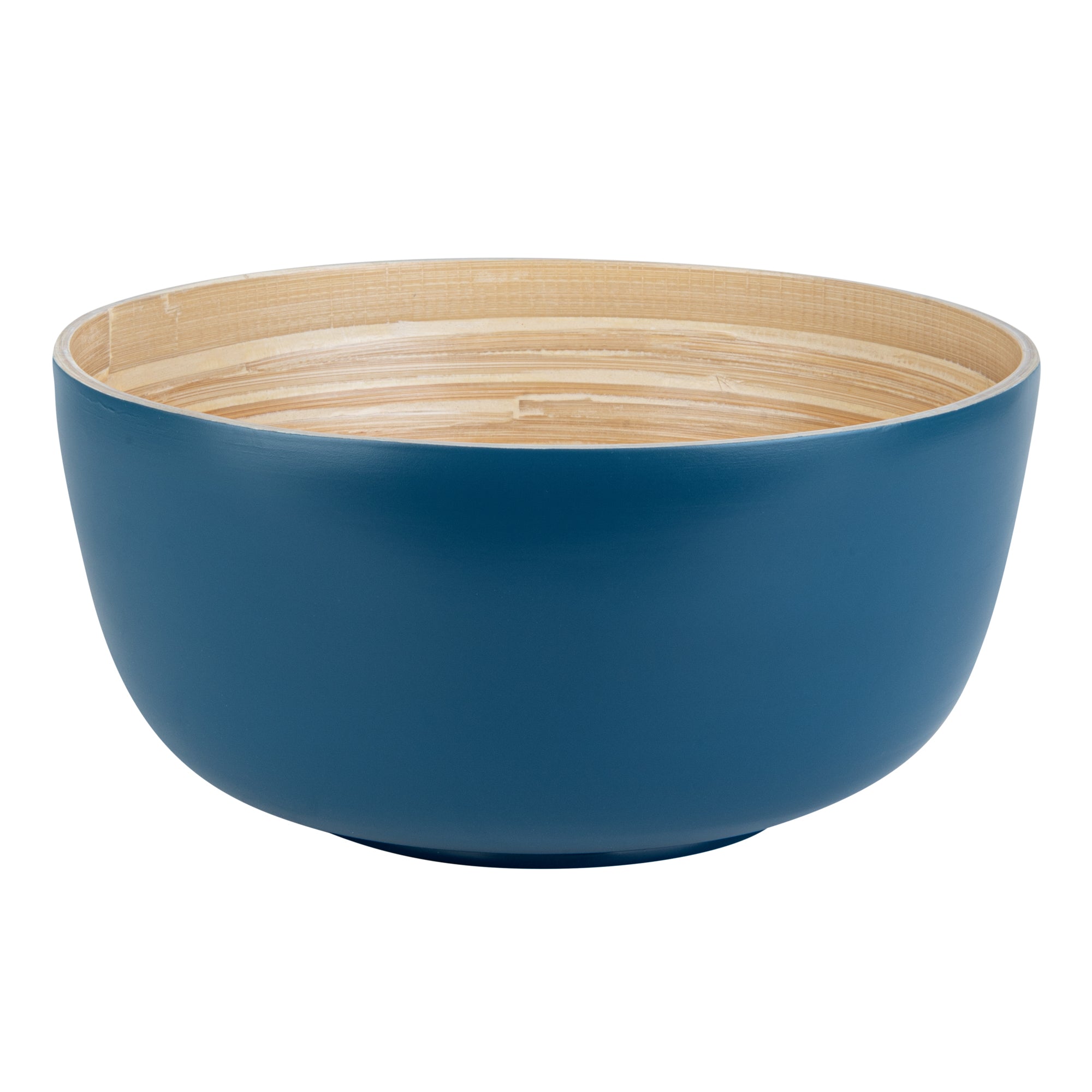 Bambuddha 30 oz Round Blue Spun Bamboo Large Salad Bowl - 11" x 11" x 5 1/2" - 1 count box
