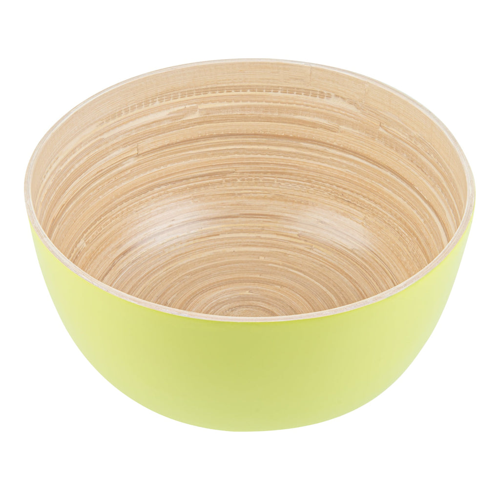 Bambuddha 30 oz Round Green Spun Bamboo Large Salad Bowl - 11" x 11" x 5 1/2" - 1 count box