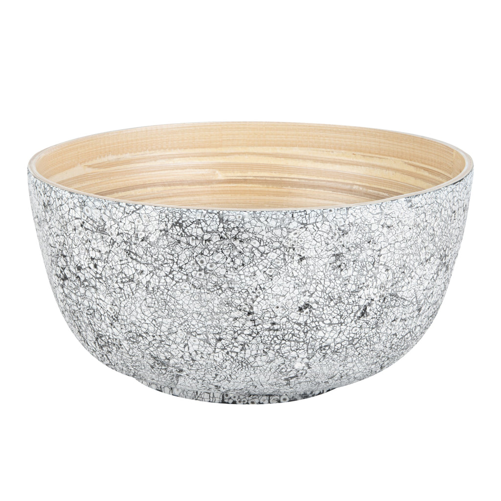 Bambuddha 30 oz Round Gray Spun Bamboo Large Eggshell Salad Bowl - 11" x 11" x 5 1/2" - 1 count box