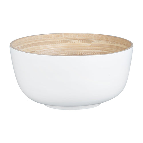 Bambuddha 30 oz Round White Spun Bamboo Large Salad Bowl - 11" x 11" x 5 1/2" - 1 count box