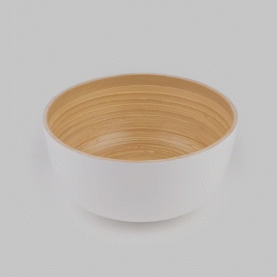 Bambuddha 30 oz Round White Spun Bamboo Large Salad Bowl - 11" x 11" x 5 1/2" - 1 count box