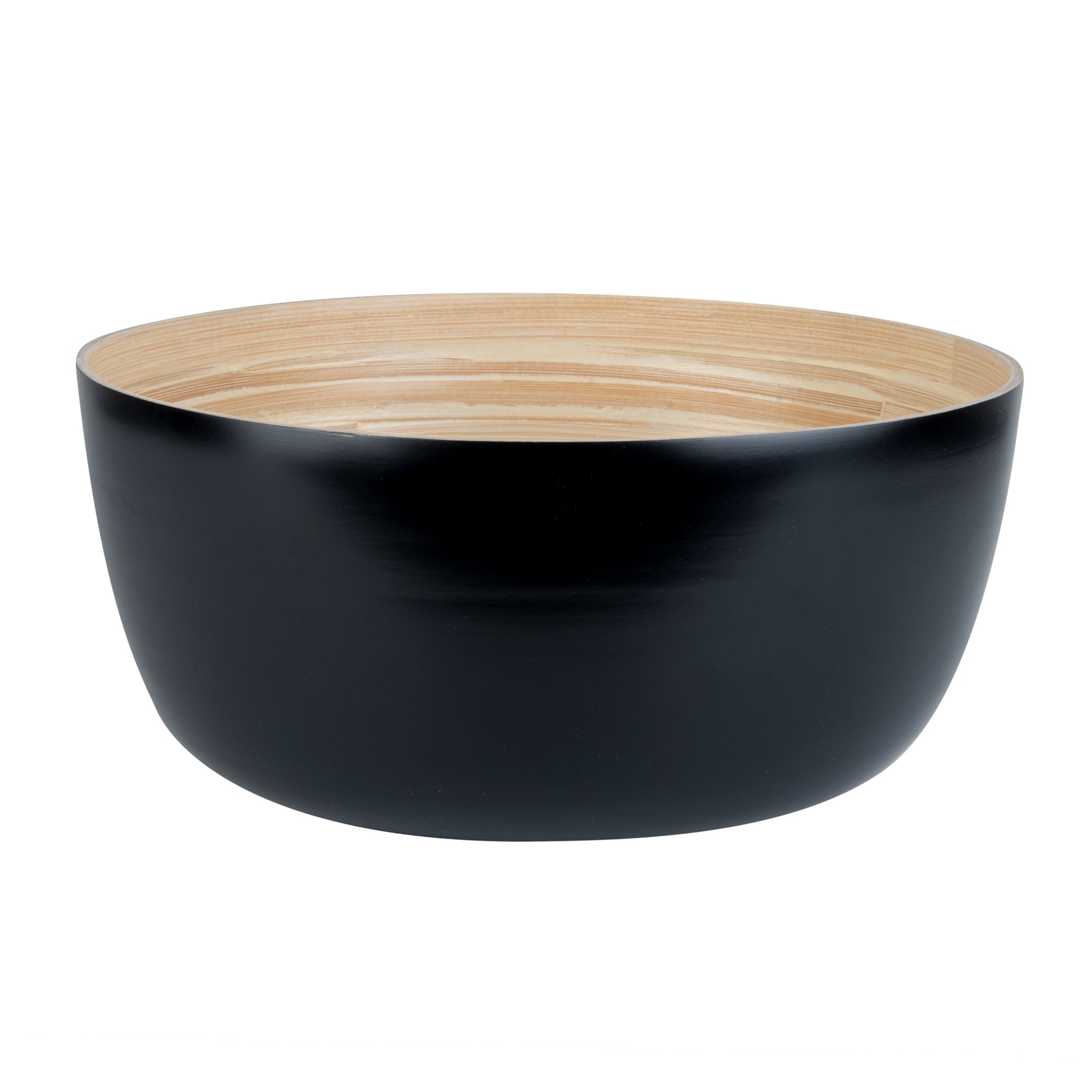 Bambuddha 51 oz Round Black Spun Bamboo Extra Large Salad Bowl - 13 1/2" x 13 1/2" x 6 1/4" - 1 count box