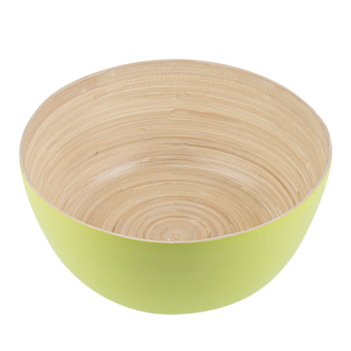 Bambuddha 51 oz Round Green Spun Bamboo Extra Large Salad Bowl - 13 1/2" x 13 1/2" x 6 1/4" - 1 count box
