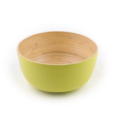 Bambuddha 51 oz Round Green Spun Bamboo Extra Large Salad Bowl - 13 1/2" x 13 1/2" x 6 1/4" - 1 count box