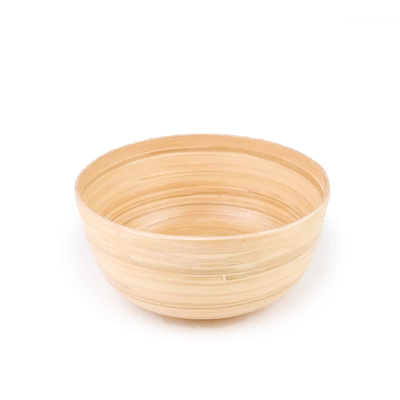 Bambuddha 51 oz Round Natural Spun Bamboo Extra Large Salad Bowl - 13 1/2" x 13 1/2" x 6 1/4" - 1 count box