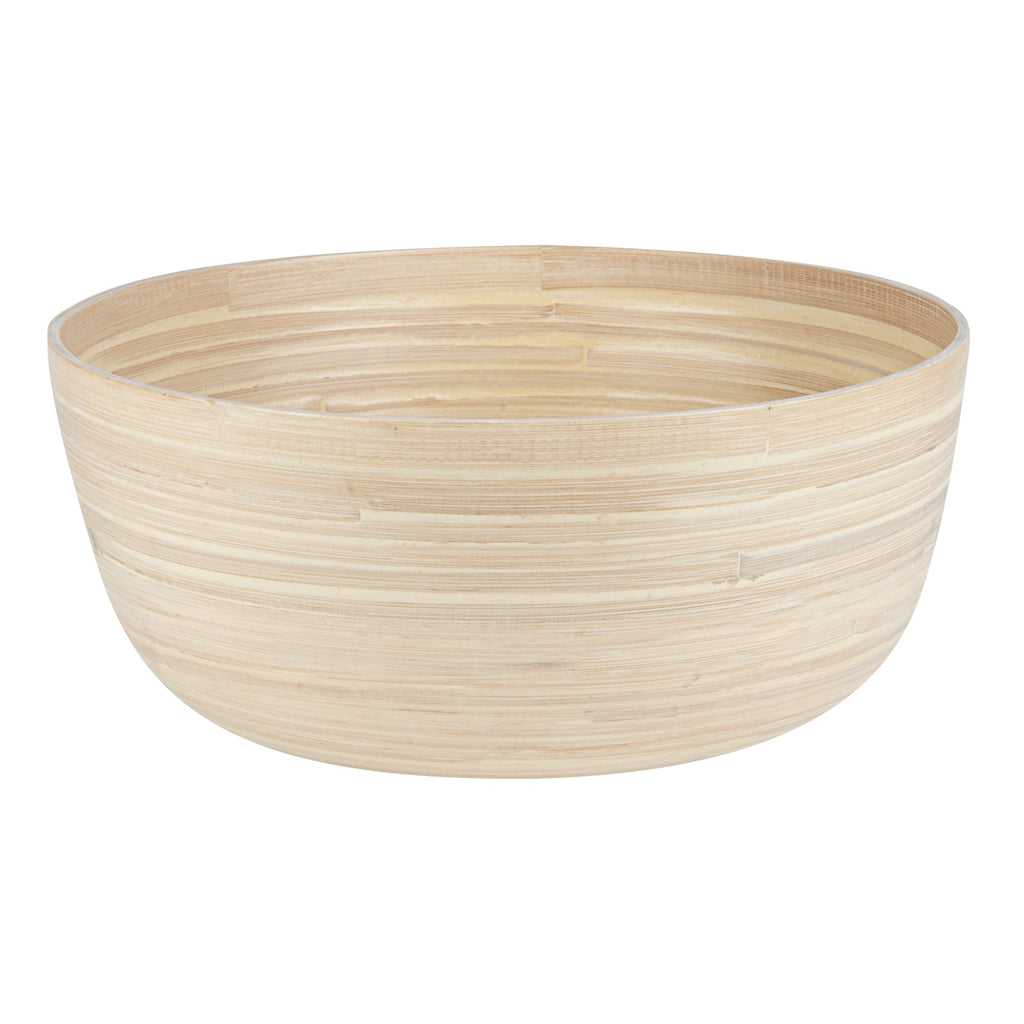 Bambuddha 51 oz Round Natural Spun Bamboo Extra Large Salad Bowl - 13 1/2" x 13 1/2" x 6 1/4" - 1 count box