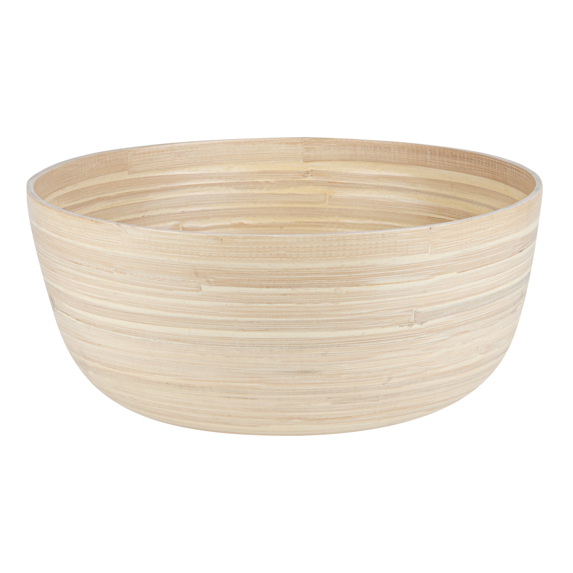 Bambuddha 51 oz Round Natural Spun Bamboo Extra Large Salad Bowl - 13 1/2" x 13 1/2" x 6 1/4" - 1 count box