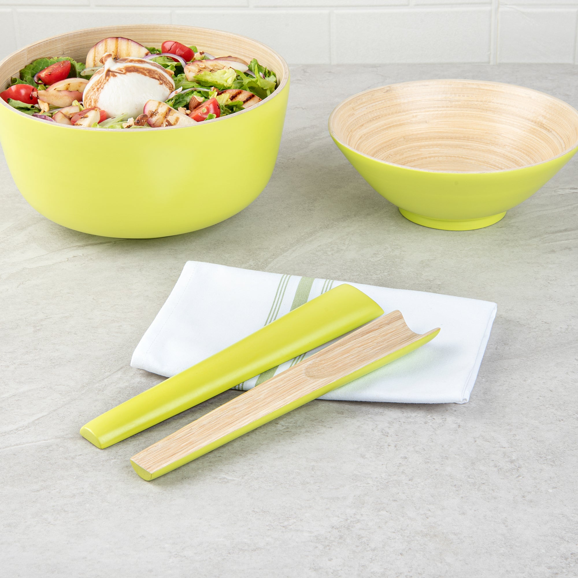 Bambuddha Green Spun Bamboo 2-Piece Salad Server Set - 9 3/4" - 1 count box