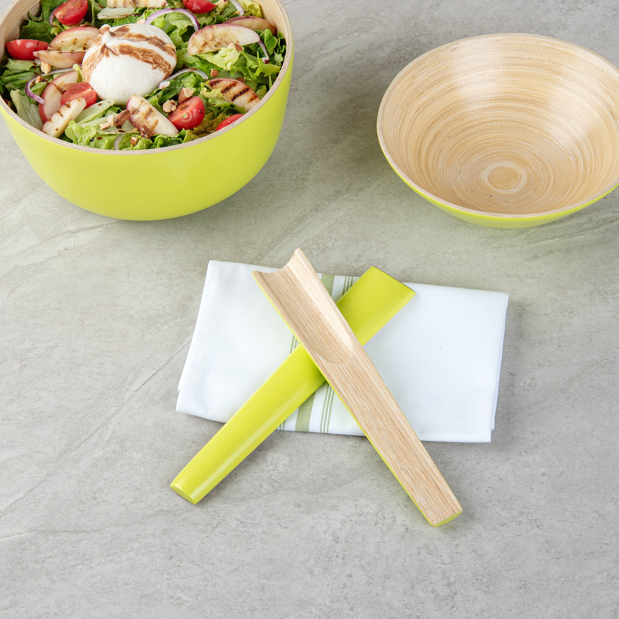 Bambuddha Green Spun Bamboo 2-Piece Salad Server Set - 9 3/4" - 1 count box