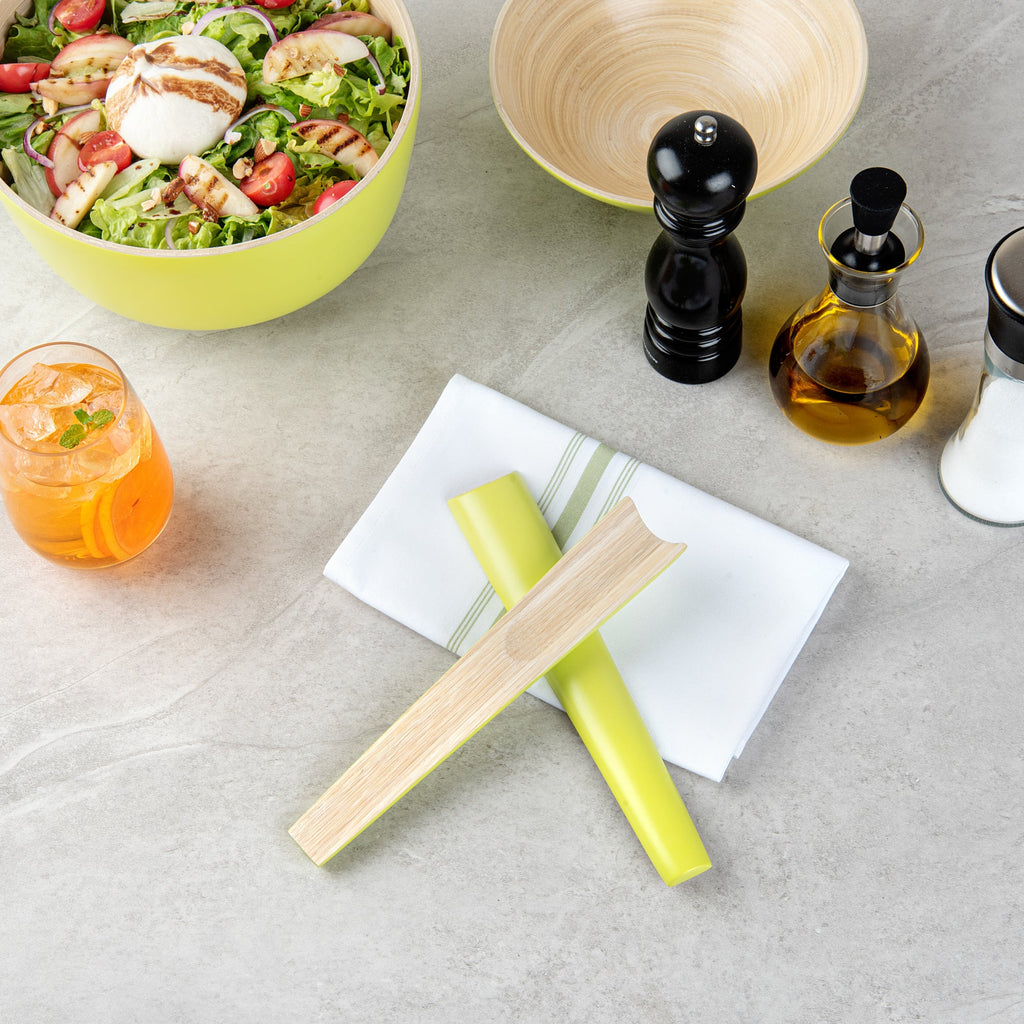 Bambuddha Green Spun Bamboo 2-Piece Salad Server Set - 9 3/4" - 10 count box