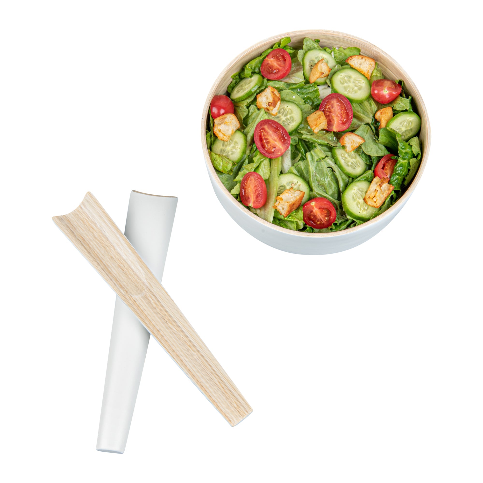 Bambuddha White Spun Bamboo 2-Piece Salad Server Set - 9 3/4" - 1 count box
