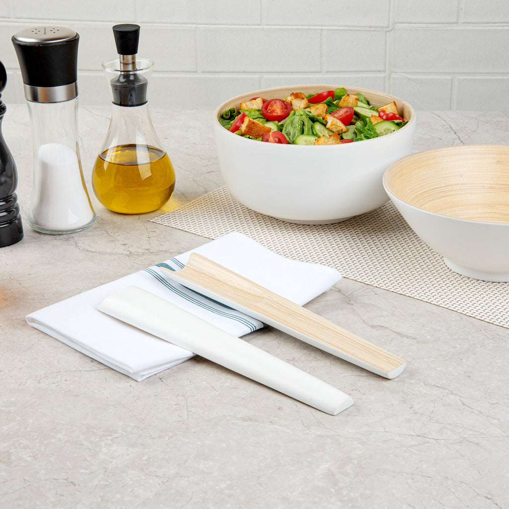 Bambuddha White Spun Bamboo 2-Piece Salad Server Set - 9 3/4" - 1 count box