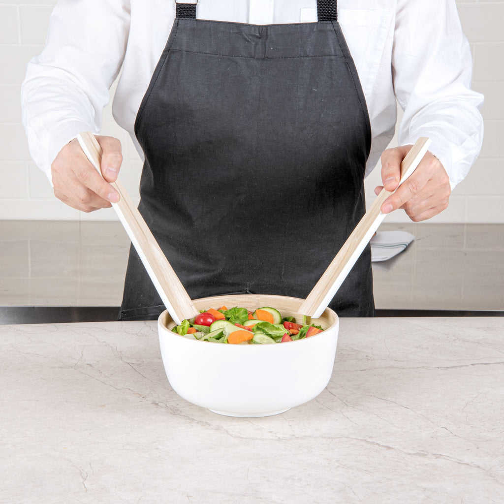 Bambuddha White Spun Bamboo 2-Piece Salad Server Set - 9 3/4" - 1 count box
