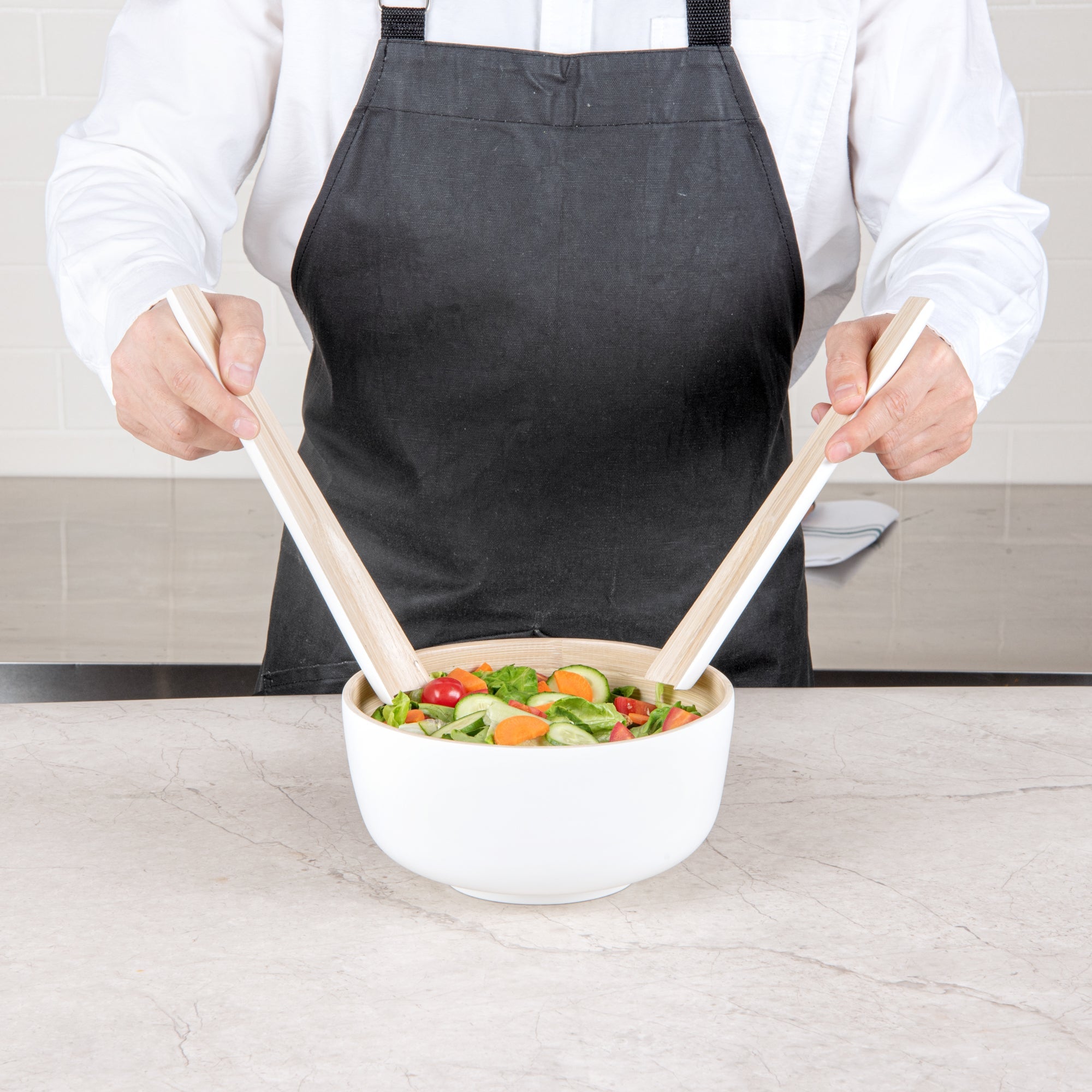 Bambuddha White Spun Bamboo 2-Piece Salad Server Set - 9 3/4" - 1 count box