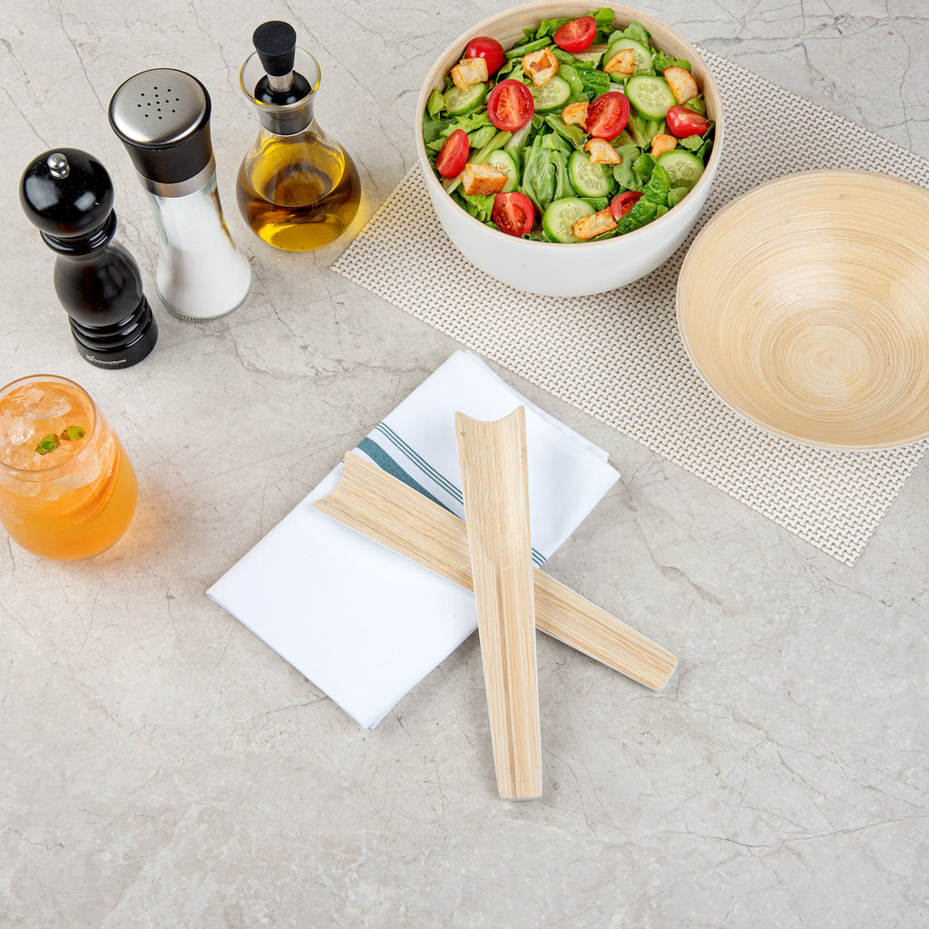 Bambuddha White Spun Bamboo 2-Piece Salad Server Set - 9 3/4" - 1 count box