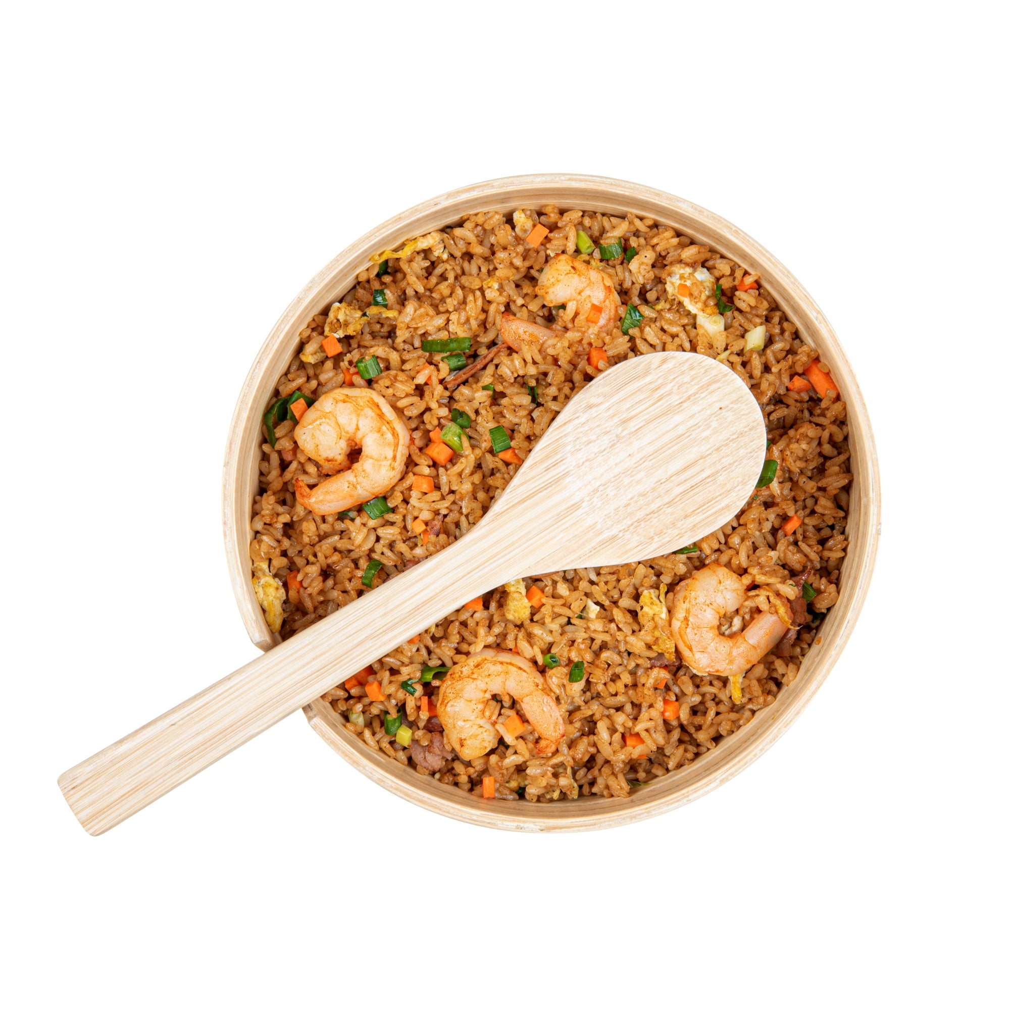 Bambuddha 25 oz Round Natural Spun Bamboo Serving Bowl - with Serving Spoon - 7 3/4" x 7 3/4" x 4" - 1 count box