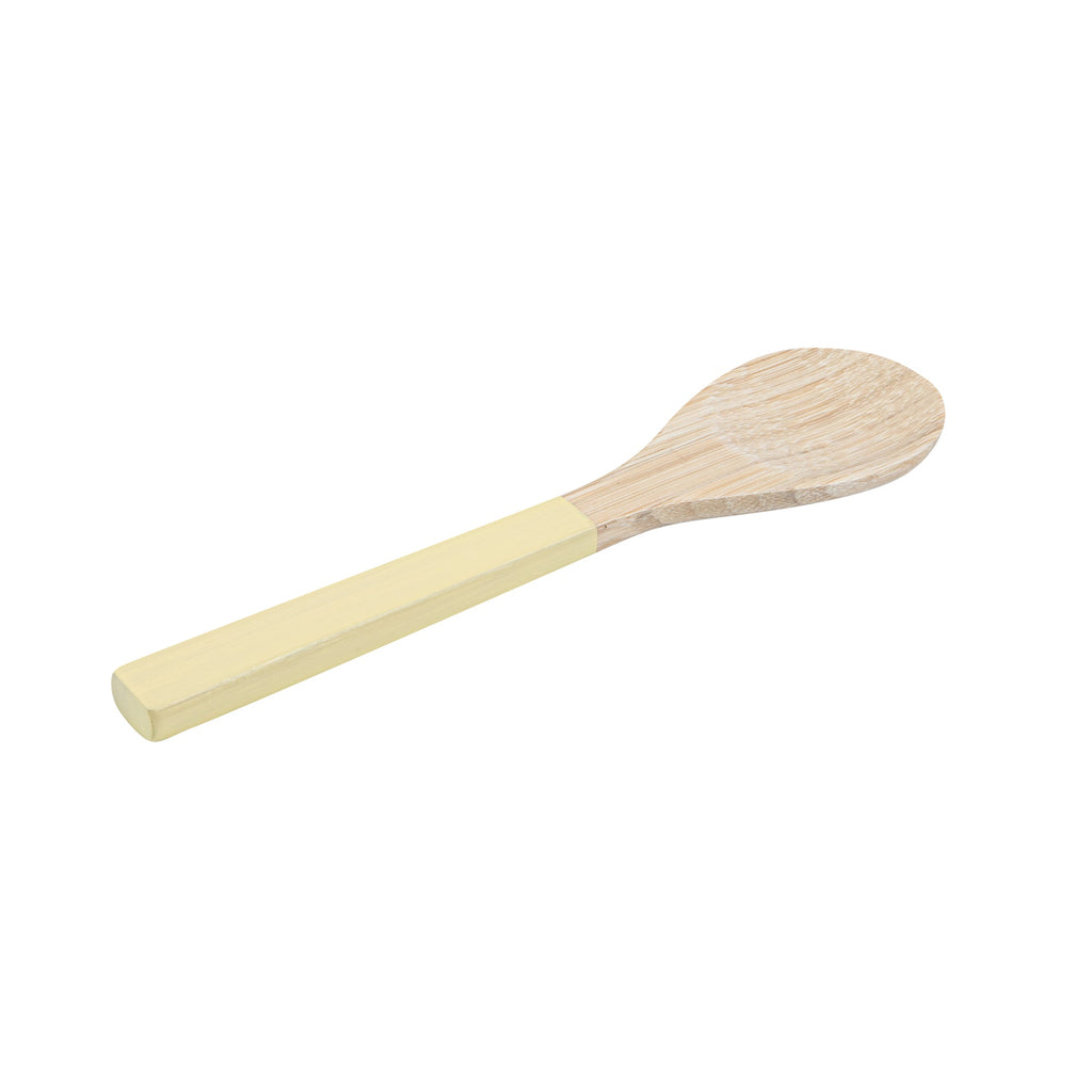 Bambuddha 25 oz Round Cream Spun Bamboo Serving Bowl - with Serving Spoon - 7 3/4" x 7 3/4" x 4" - 10 count box