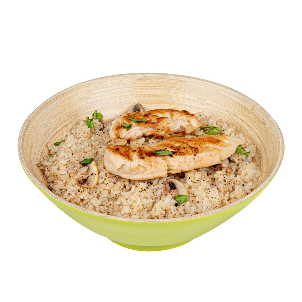 Bambuddha 29 oz Round Green Spun Bamboo Serving Bowl - 8 1/4" x 8 1/4" x 3 1/4" - 1 count box