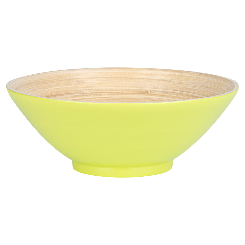 Bambuddha 29 oz Round Green Spun Bamboo Serving Bowl - 8 1/4" x 8 1/4" x 3 1/4" - 1 count box