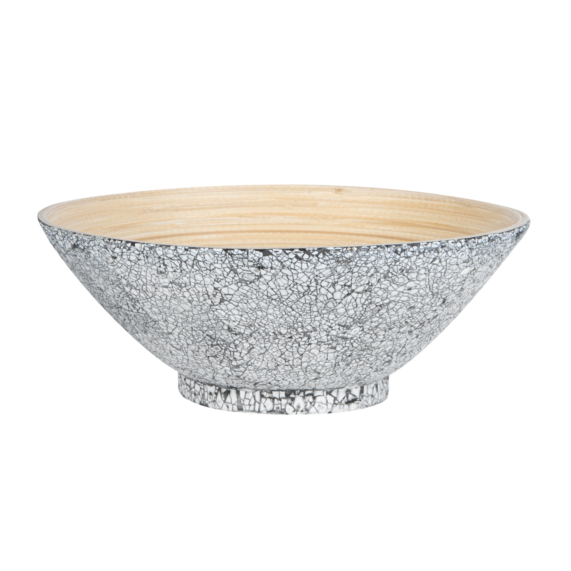 Bambuddha 29 oz Round Gray Spun Bamboo Eggshell Serving Bowl - 8 1/4" x 8 1/4" x 3 1/4" - 1 count box