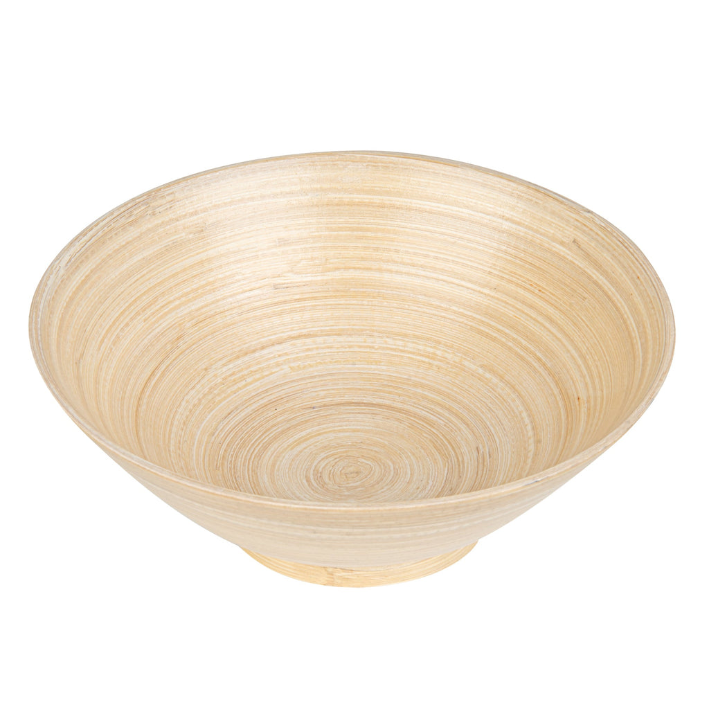 Bambuddha 29 oz Round Natural Spun Bamboo Serving Bowl - 8 1/4" x 8 1/4" x 3 1/4" - 1 count box