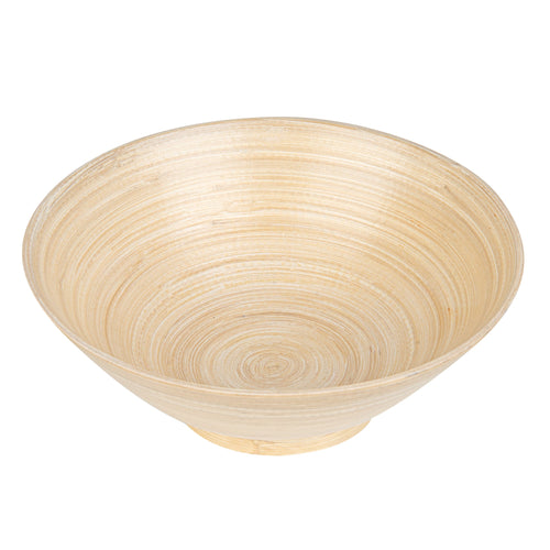 Bambuddha 29 oz Round Natural Spun Bamboo Serving Bowl - 8 1/4" x 8 1/4" x 3 1/4" - 1 count box