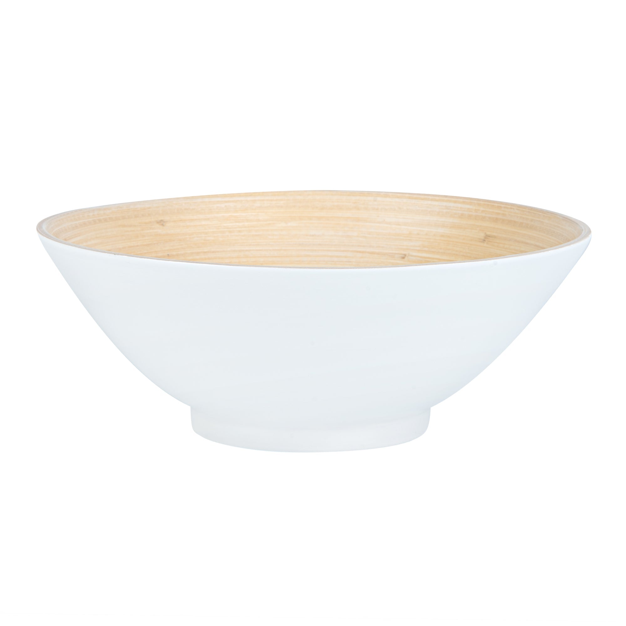 Bambuddha 29 oz Round White Spun Bamboo Serving Bowl - 8 1/4" x 8 1/4" x 3 1/4" - 1 count box