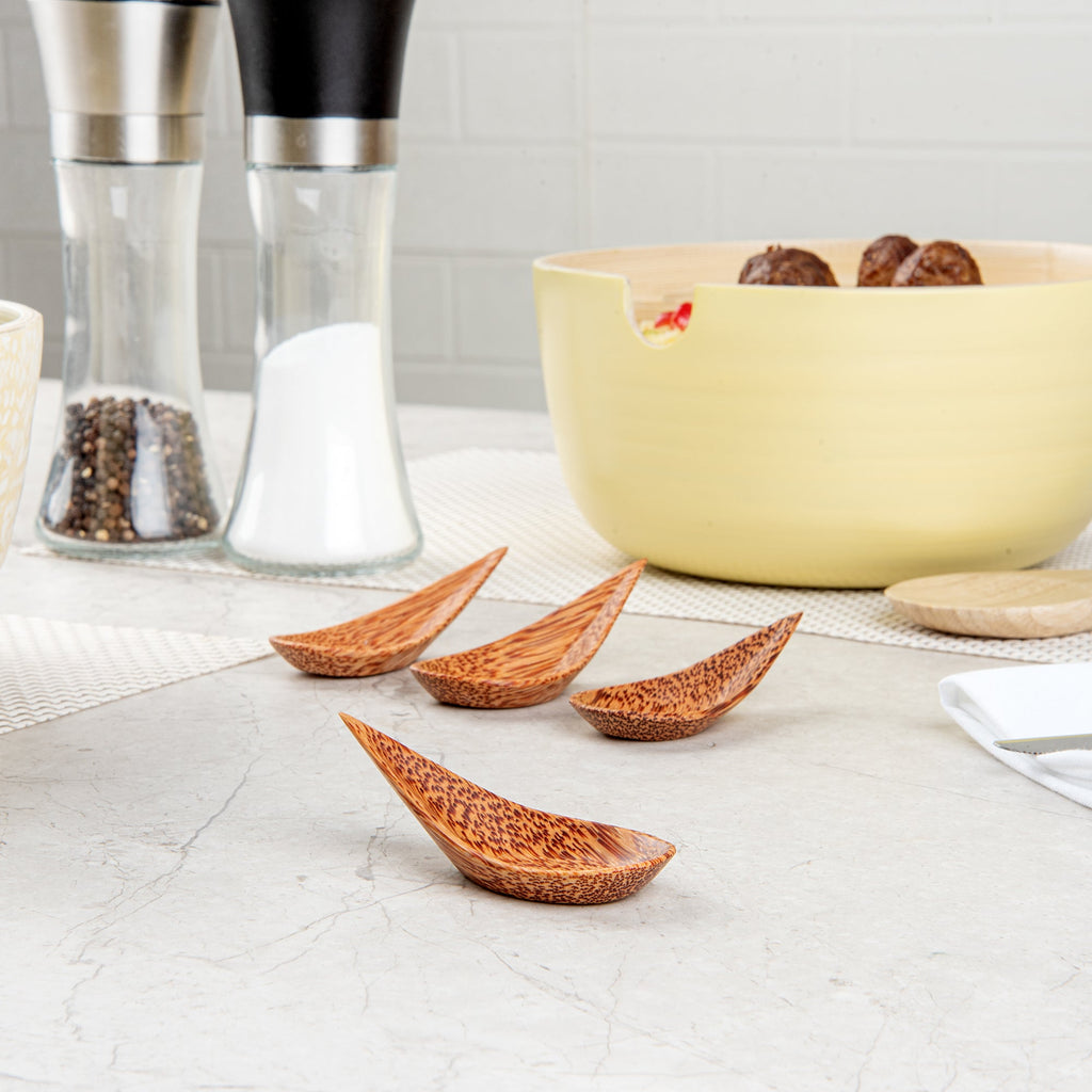 Coco Casa Natural Handmade Teardrop Coconut Spoon - 3 1/4" x 1 1/2" - 4 count box