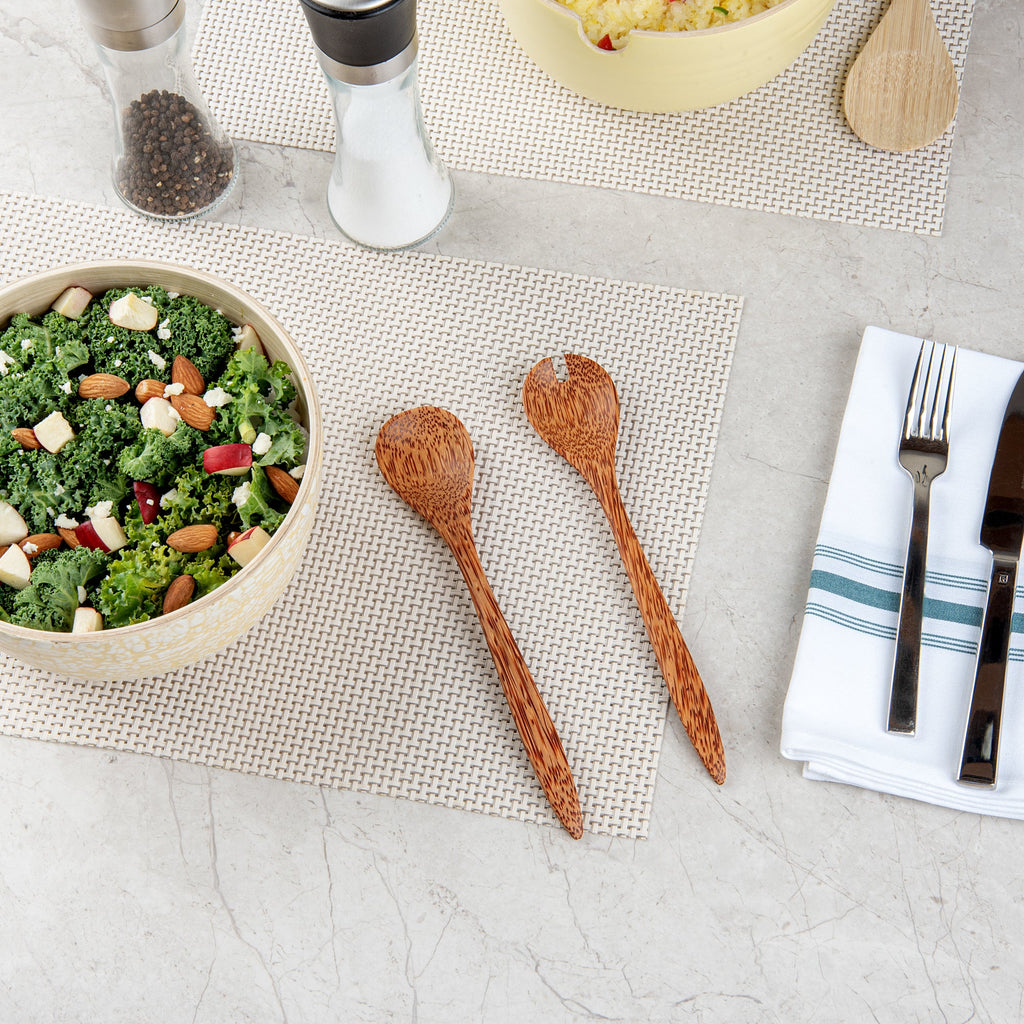 Coco Casa Natural Handmade Coconut Serving Utensil Set - 9 1/2" x 1 3/4" x 3 1/4" - 2 count box