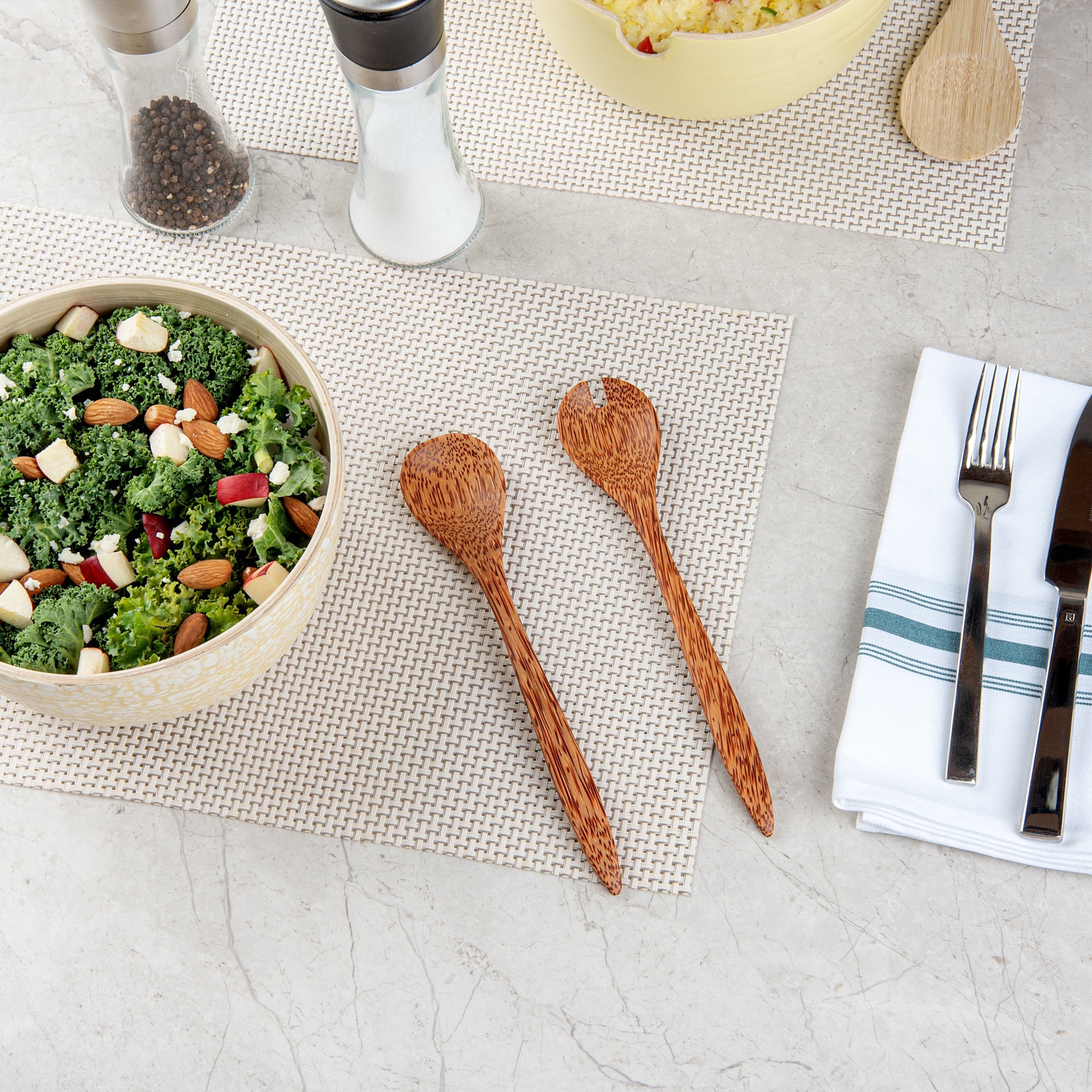 Coco Casa Natural Handmade Coconut Serving Utensil Set - 9 1/2" x 1 3/4" x 3 1/4" - 2 count box
