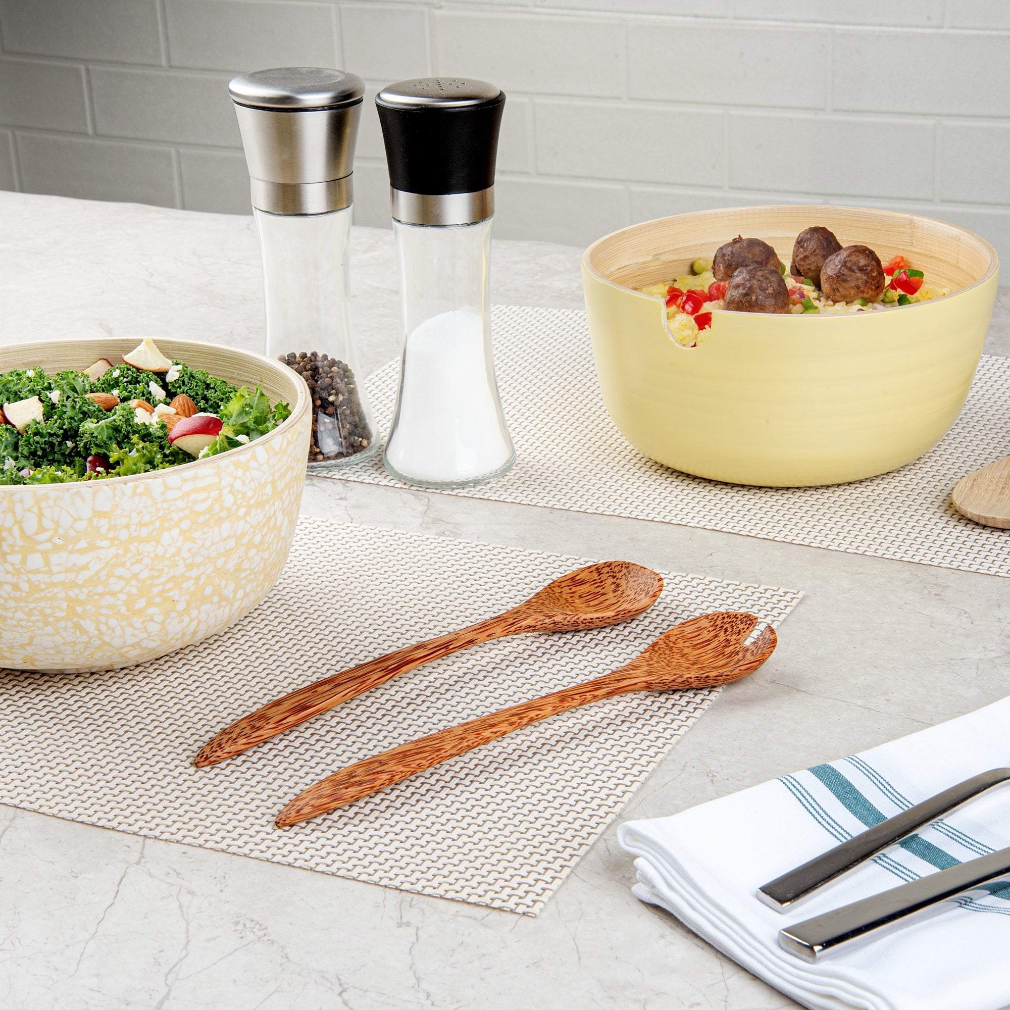 Coco Casa Natural Handmade Coconut Serving Utensil Set - 9 1/2" x 1 3/4" - 20 count box