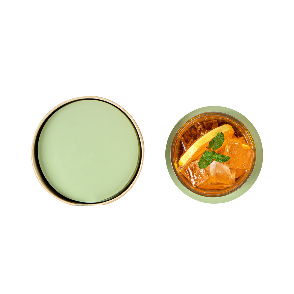 Bambuddha Green Bamboo 6-Piece Coaster Set - with Bamboo Holder - 4" x 4" x 1/4" - 1 count box