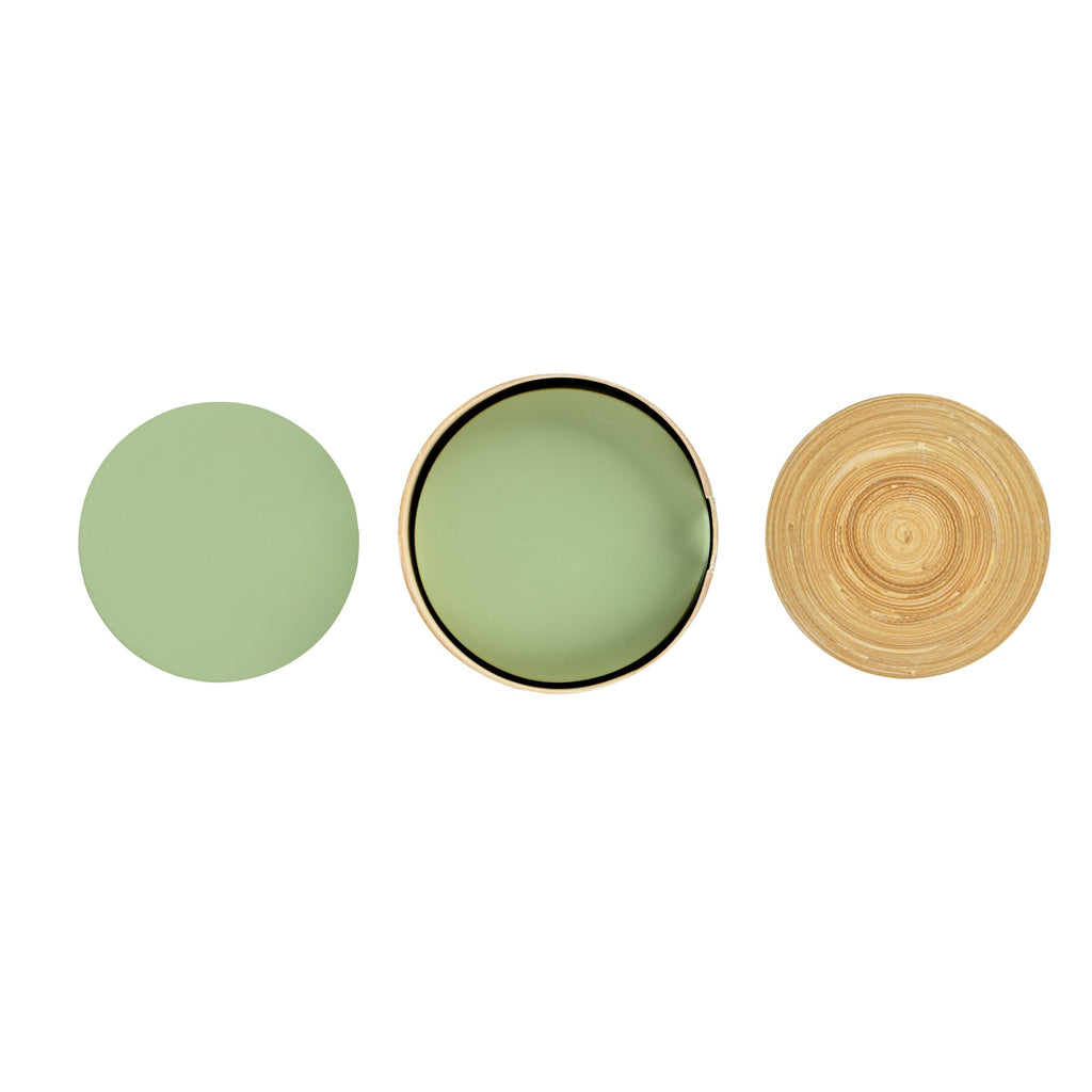 Bambuddha Green Bamboo 6-Piece Coaster Set - with Bamboo Holder - 4" x 4" x 1/4" - 1 count box