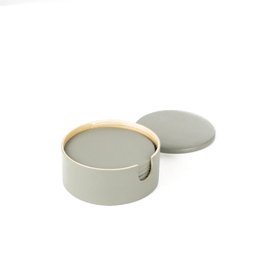 Bambuddha Gray Bamboo 6-Piece Coaster Set - with Bamboo Holder - 4" x 4" x 1/4" - 30 count box