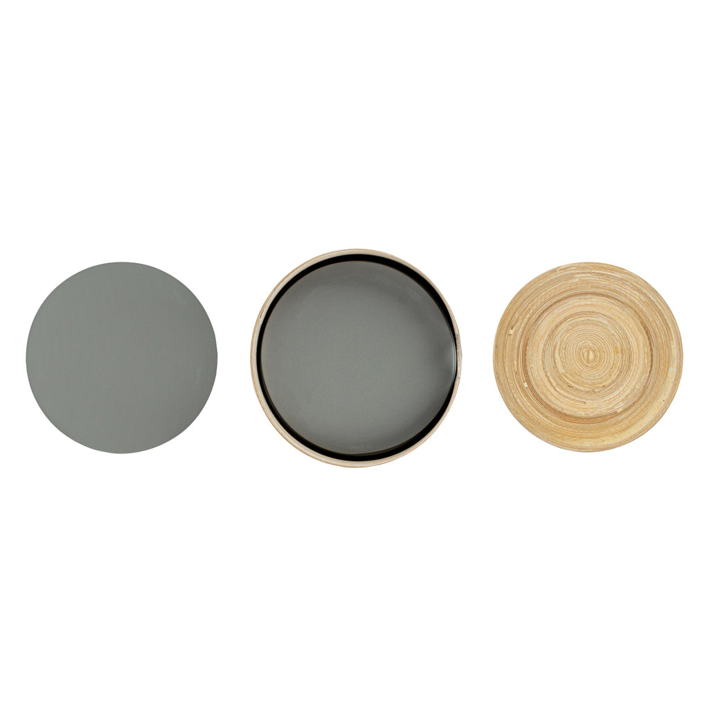 Bambuddha Gray Bamboo 6-Piece Coaster Set - with Bamboo Holder - 4" x 4" x 1/4" - 30 count box