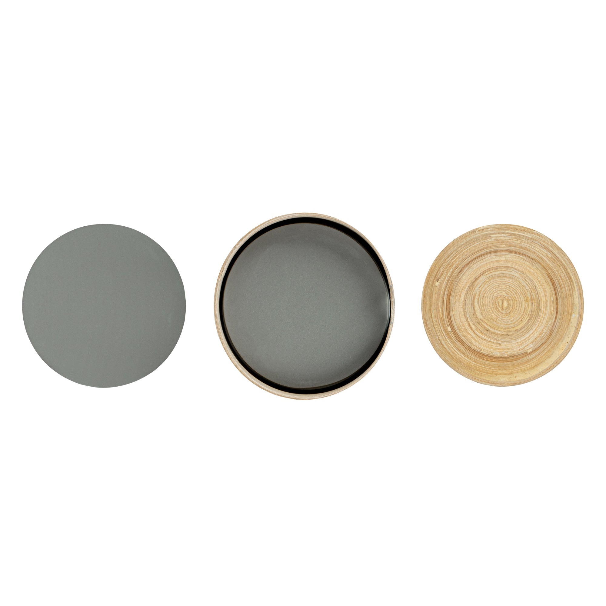 Bambuddha Gray Bamboo 6-Piece Coaster Set - with Bamboo Holder - 4" x 4" x 1/4" - 30 count box